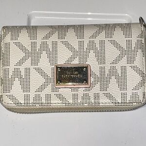 USED: Michael Kors cream and metallic gold Logo Wallet